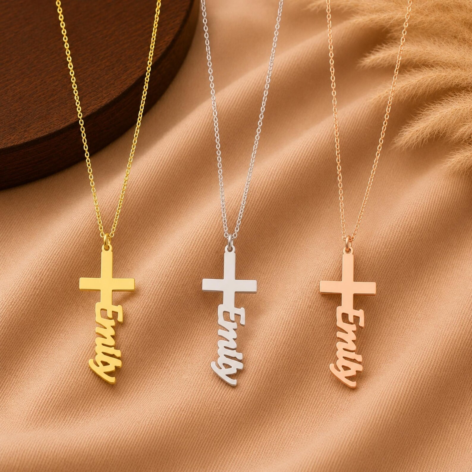 Personalised Cross Name Necklace Custom Name Jewelry Christian Gift for Women