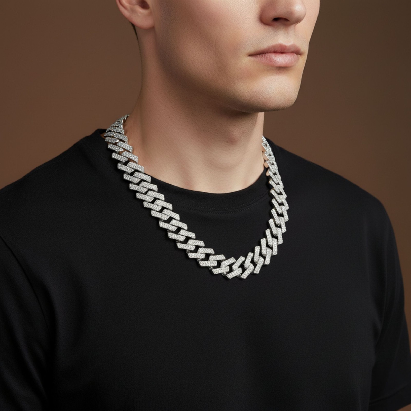 19mm Miami Iced Out Cuban Link Curb Chain Gold & Silver Necklace; Men Women Gift