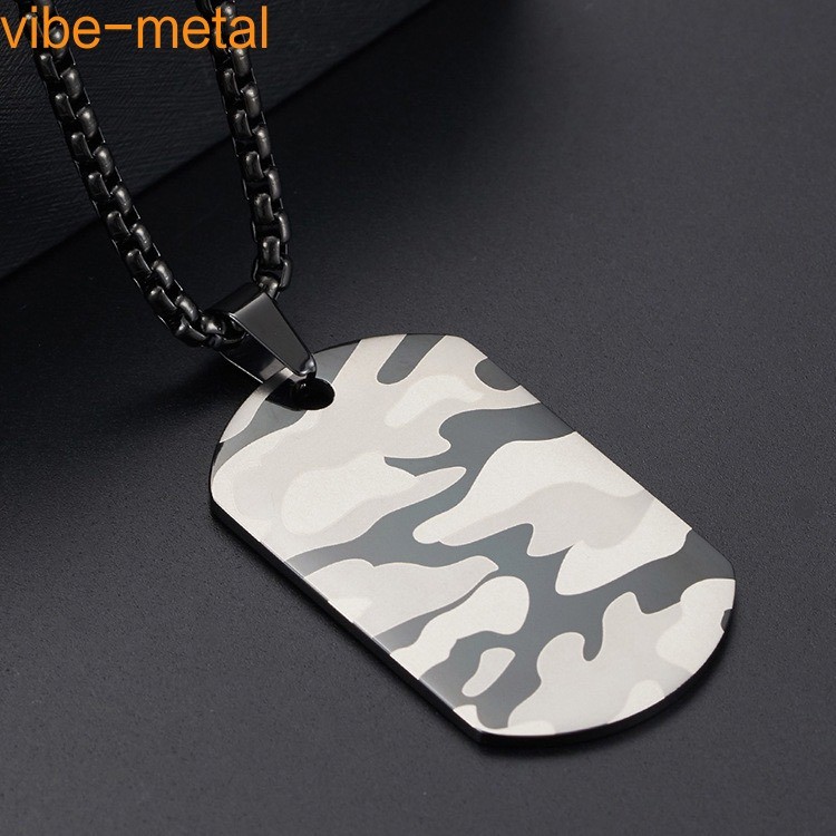 Army Soldier Camouflage Pendant Men Necklace Dog Tag Daily Wear Gift Classic