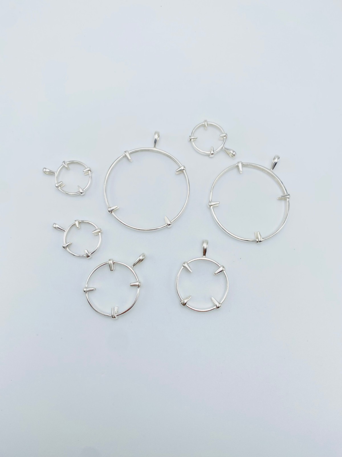 925 Solid Sterling Silver Round Pendant Blank Bezel Holder Coin Handmade