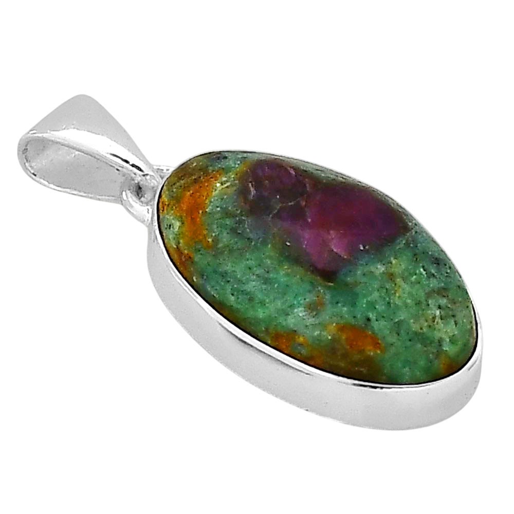 Ruby-In-Fuchsite 925 Silver Plated Pendant Jewelry WP64-10005