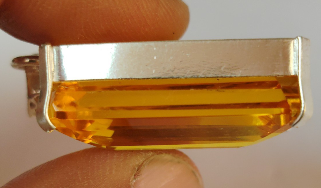 98.20 Ct. Large Yellow Citrine Emerald Cut Pendant 925 Silver Jewelry Gift Women