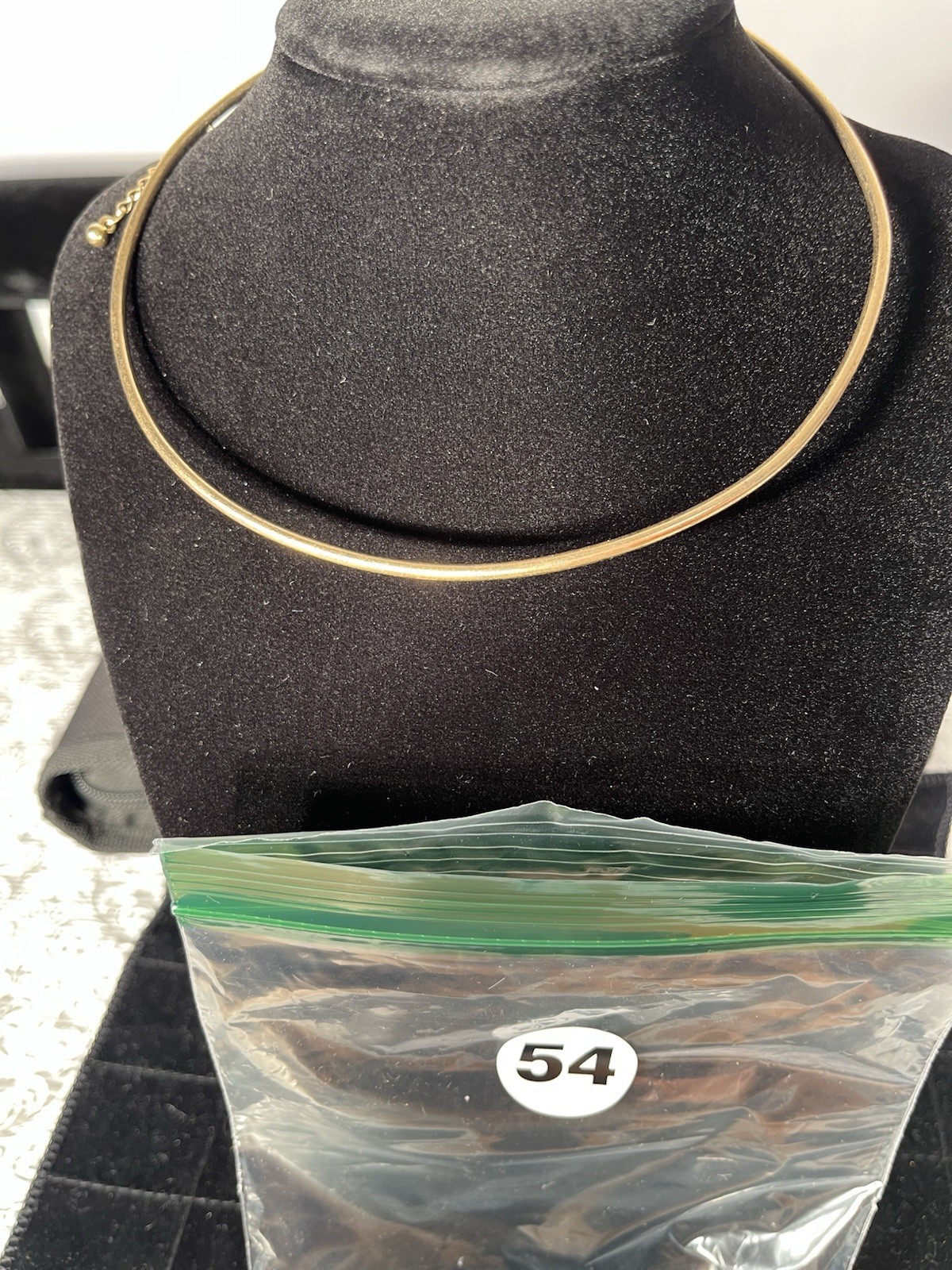 Gold Tone Metal Hoop Choker Necklace