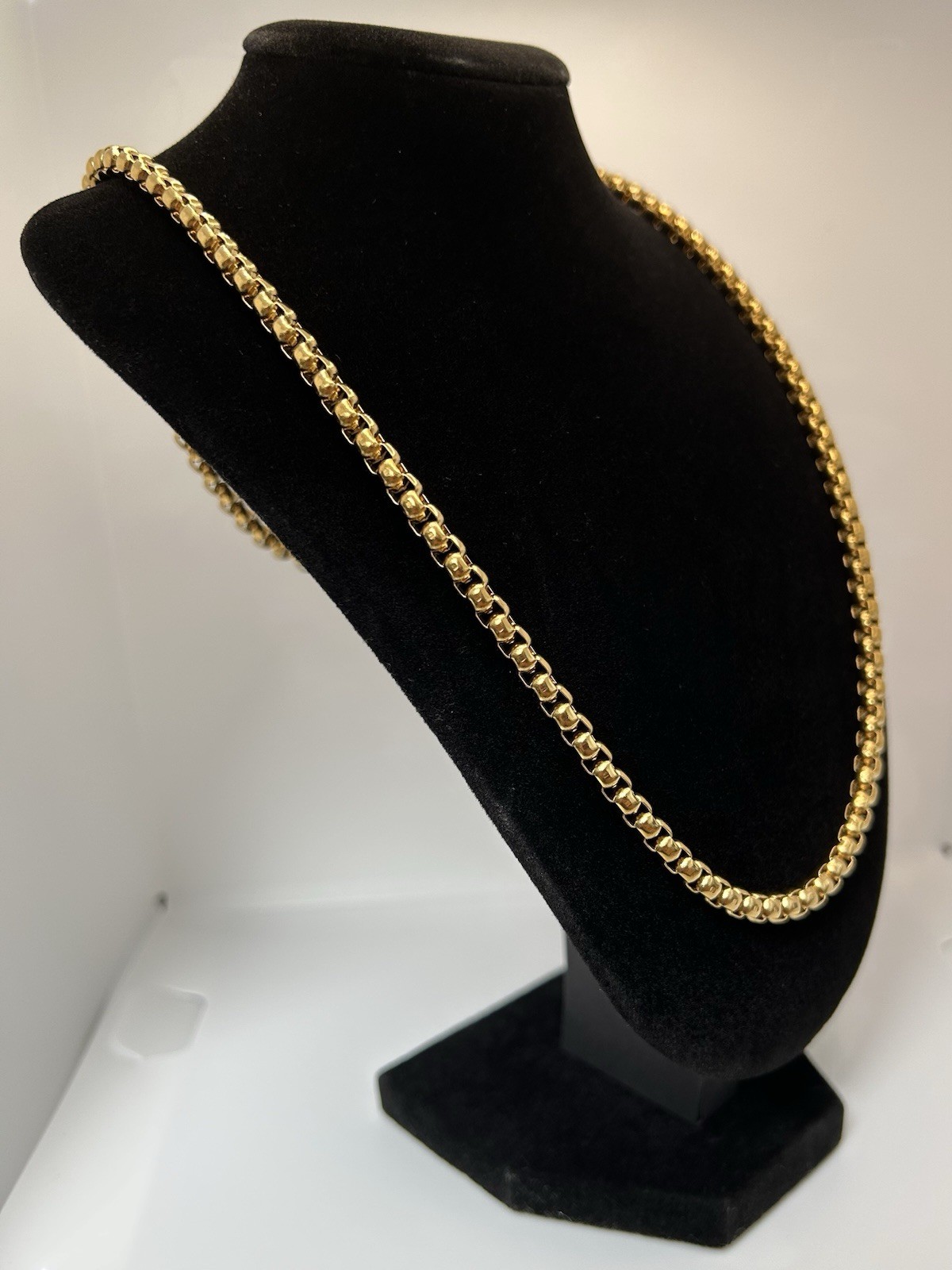 Premium 18K Layered 60cm (24’) Long Venetian Box Chain Necklace 4mm Wide Links