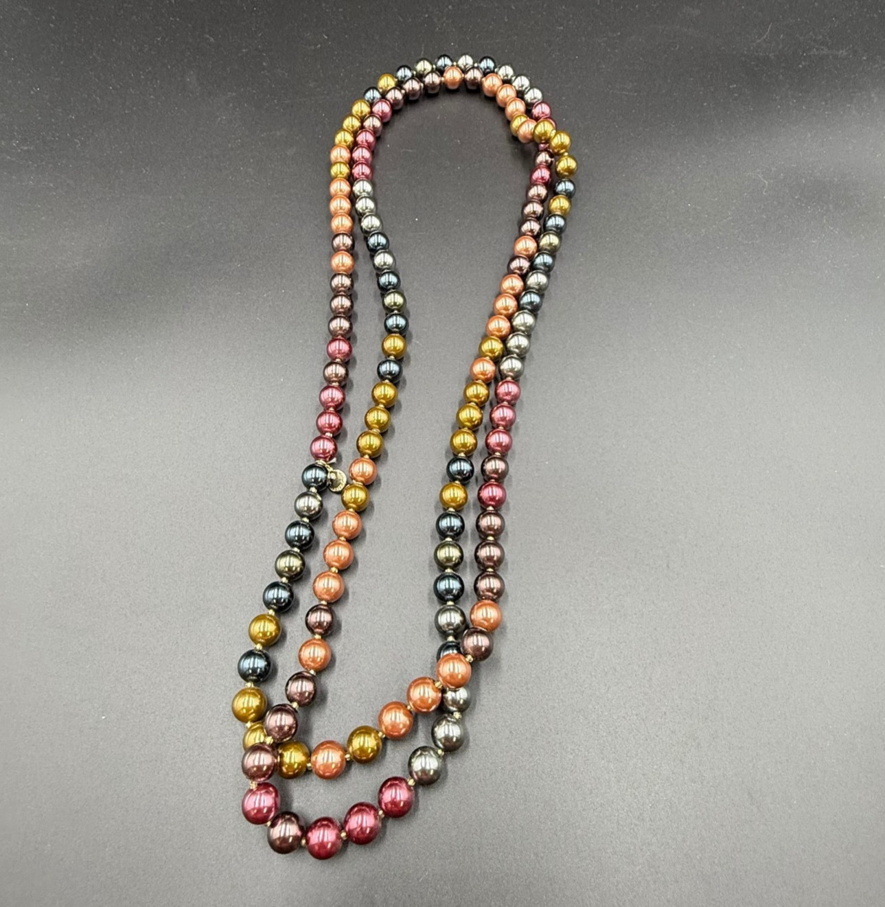 Charter Club Necklace Gold Tone Pink and Green Glass Bead Jewelry