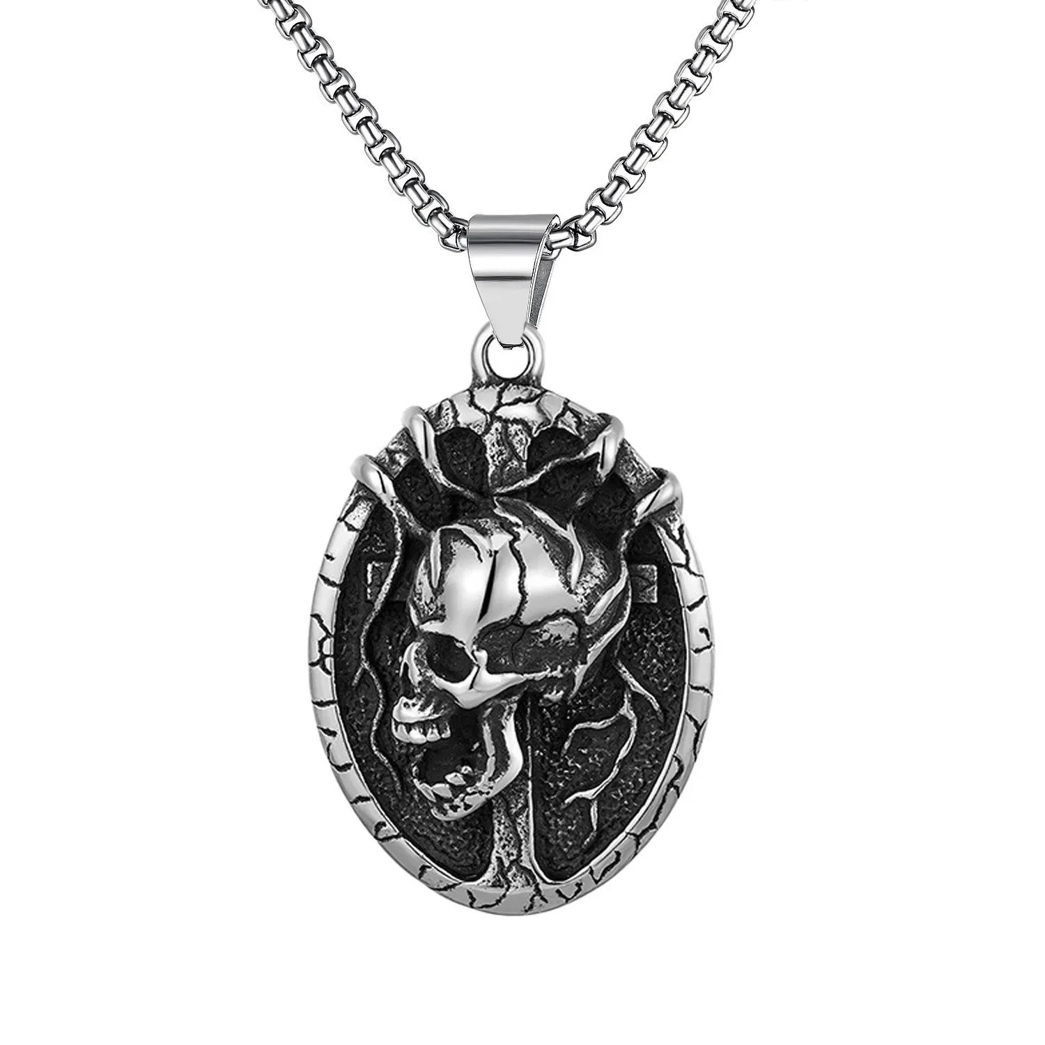 Gothic Satanic Skull Pendant Necklace Retro Punk Cross Charm Jewelry Gift