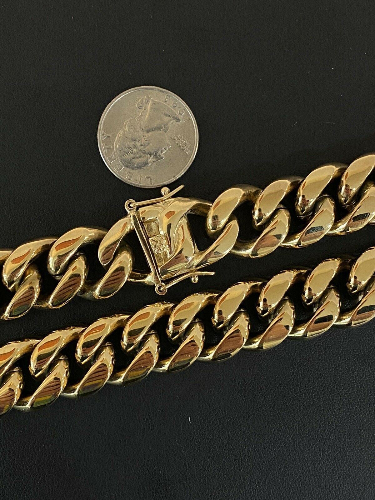 18mm Kilo Chain Solid 14k Yellow Gold Plated SS Miami Cuban Necklace Choker