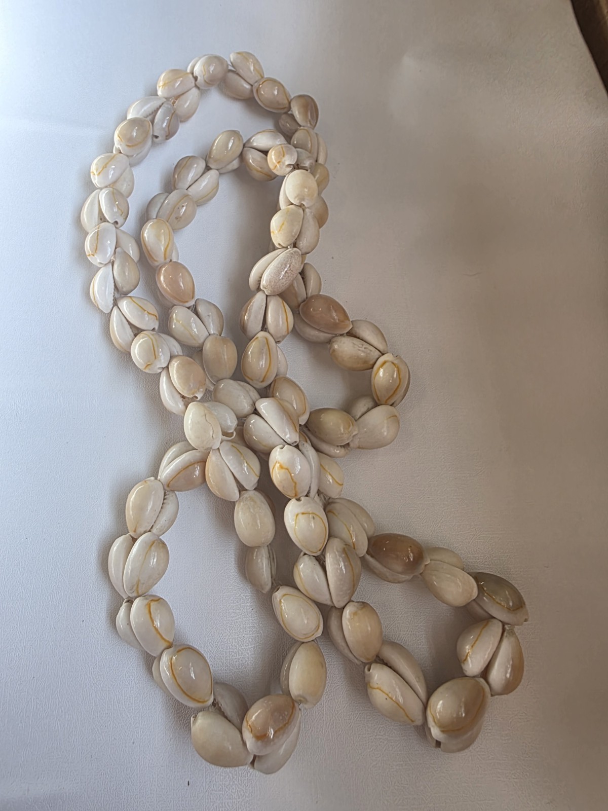 Vintage Hawaiian Lei Cowrie Shell Cluster Necklace Tropical Statement 46″