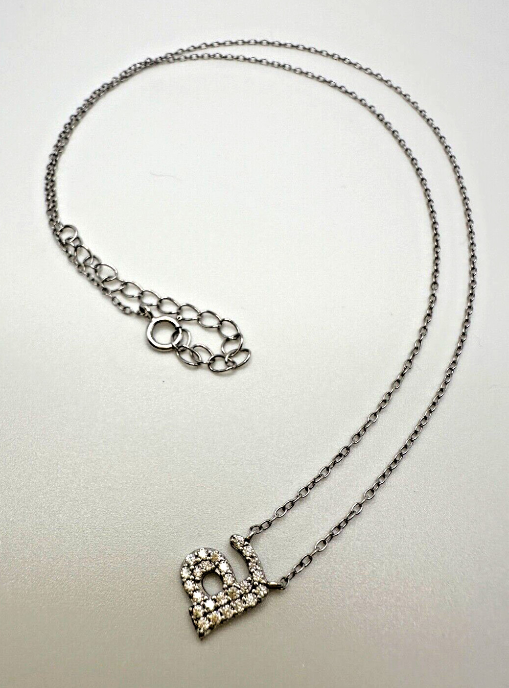 Sterling Necklace Initial Letter “A” 925 Silver Pendant Pave Dainty Teen Tween