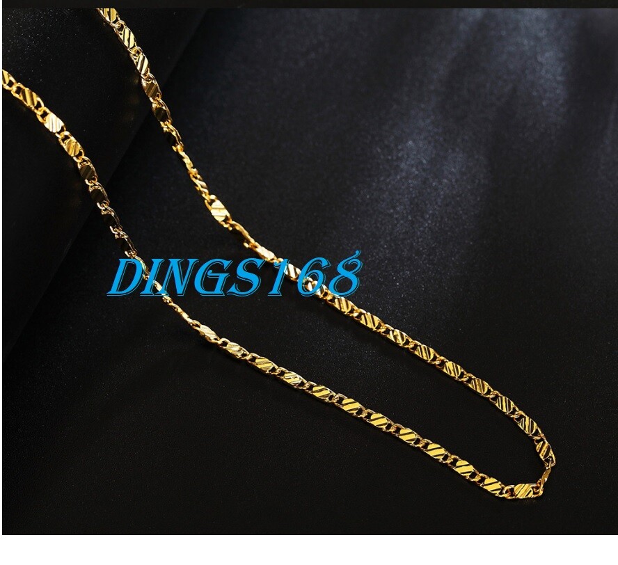 Solid 18K Gold Filled Hypo-allergenic Classic 2.2mm Flat Necklace Chain 16″ ~30″