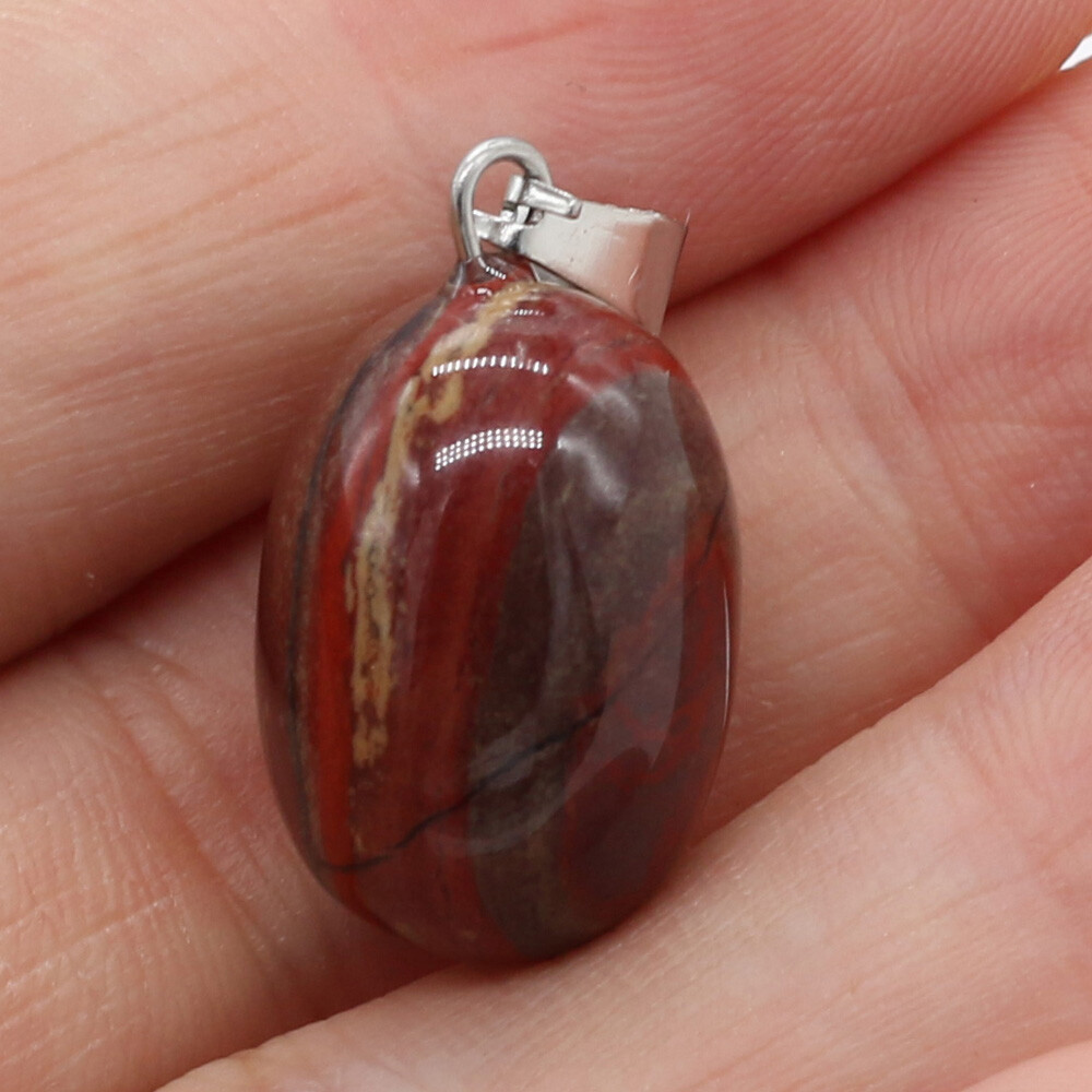 20 Pcs Natural Egg Shape Chakra Crystal Agate Stone Pendants for Jewelry Making