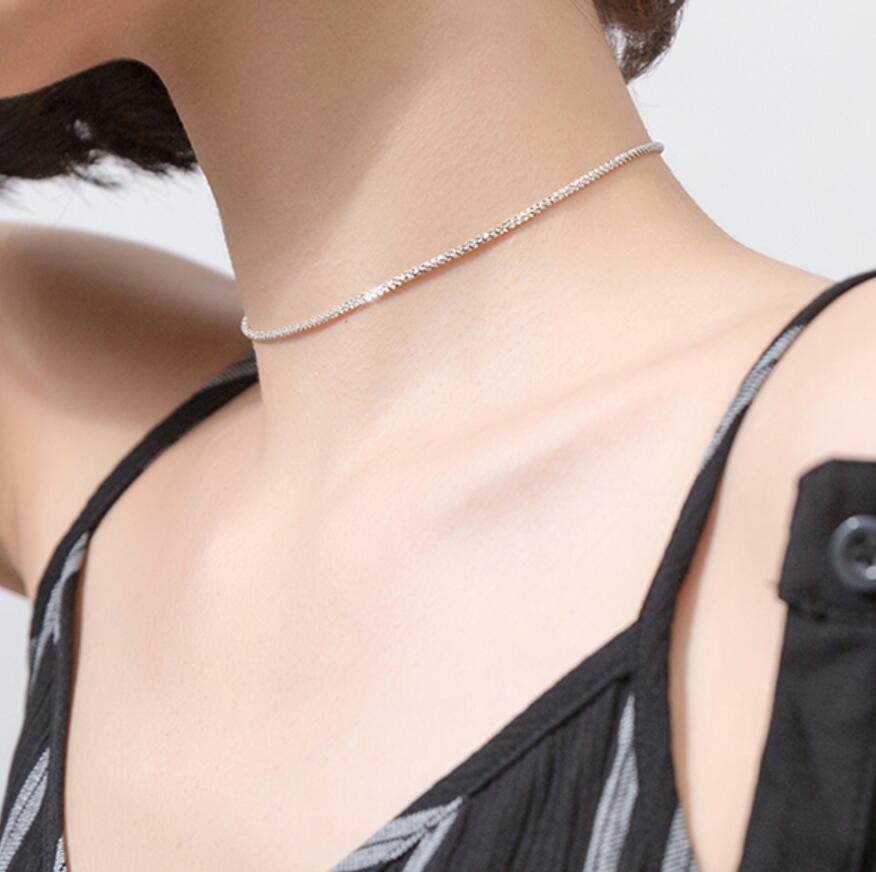 Sterling Silver Bling Choker 1.7mm Margarita Chain Necklace A2916