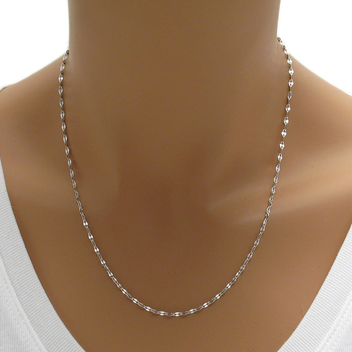 925 Sterling Silver Unique Coffee Link Chain Necklace 2mm (030 gauge)