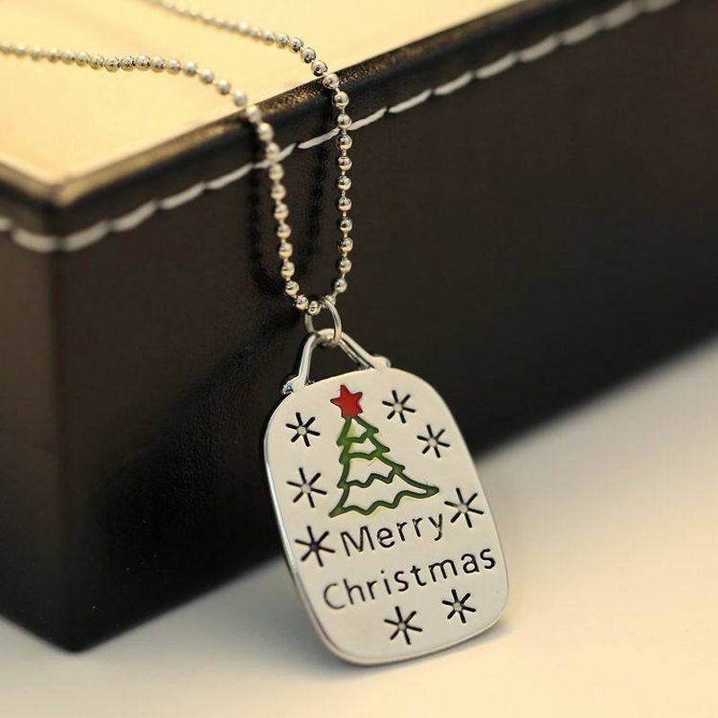 Merry Christmas Pendant Necklaces tree &Snow with gift box