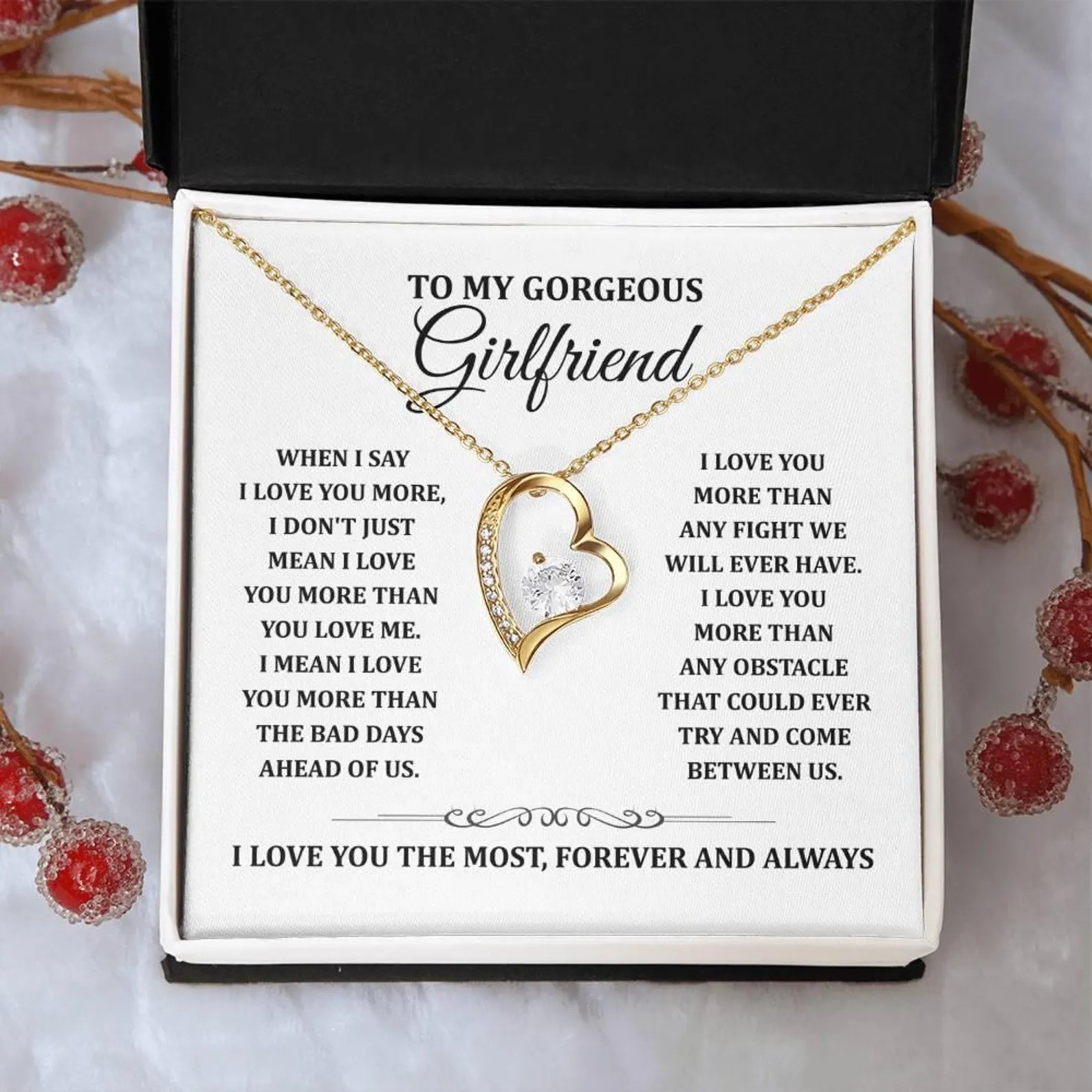 To My Girlfriend Necklace Love Heart Romantic Birthday Valentine’s Day Gift
