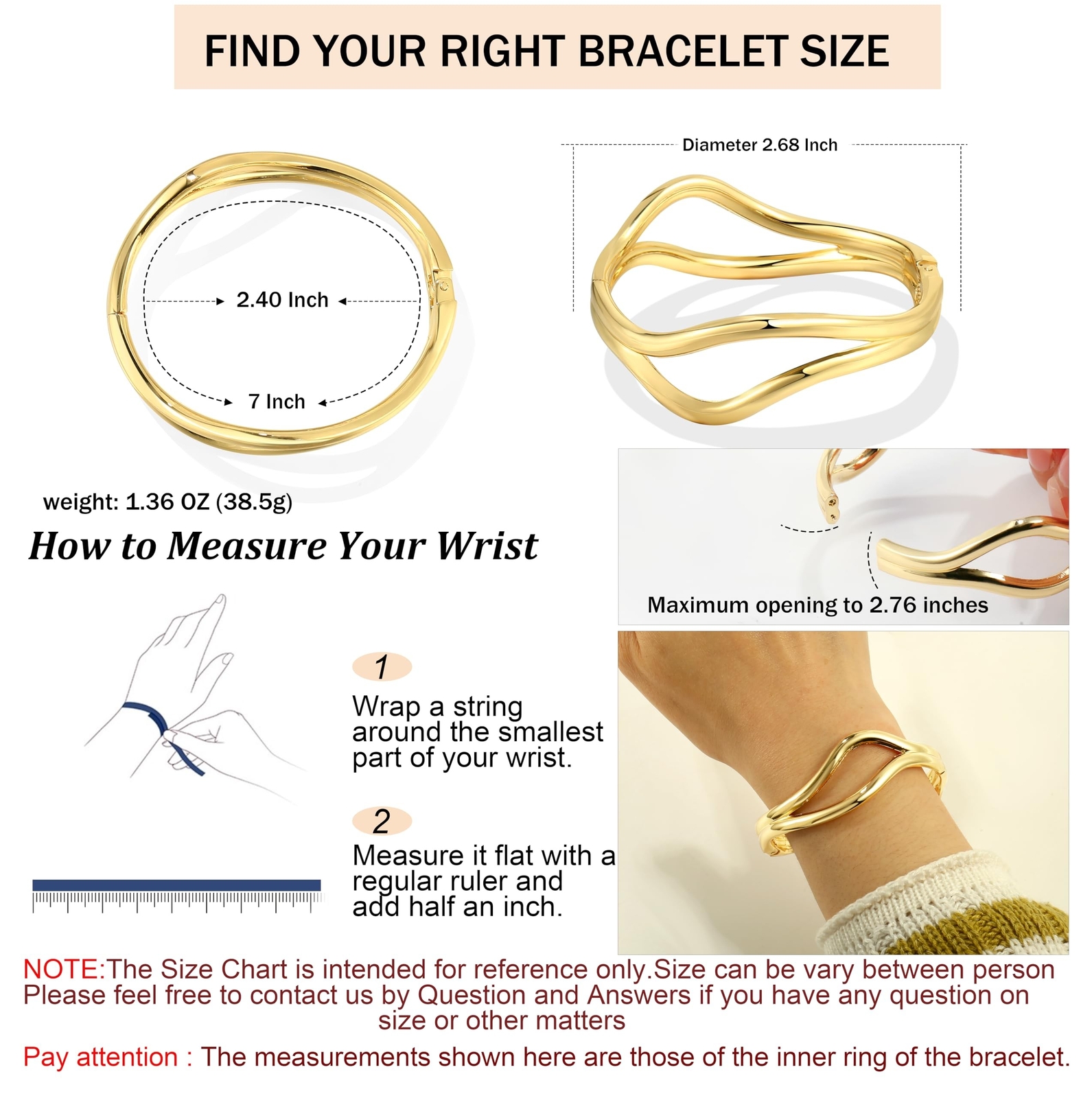 Elegance 11 designs Chunky Gold Bangle Bracelet For Women Trendy Hinged Cuff …