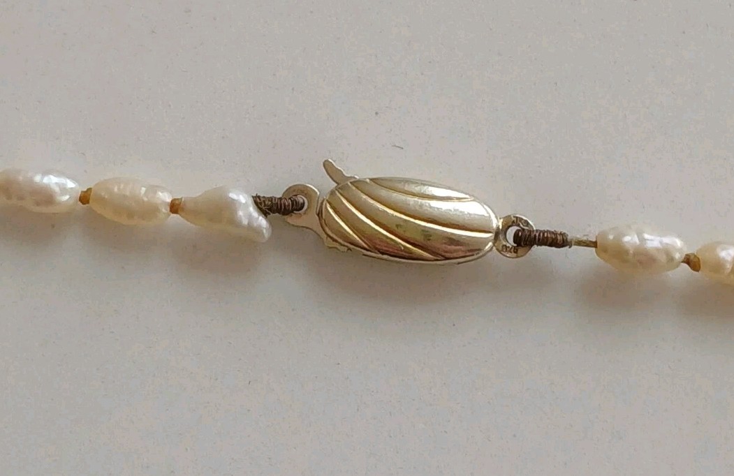 GOLD PLATED STERLING SILVER & WHITE SEED PEARL NECKLACE -HALLMARKED JKa -18 INCH
