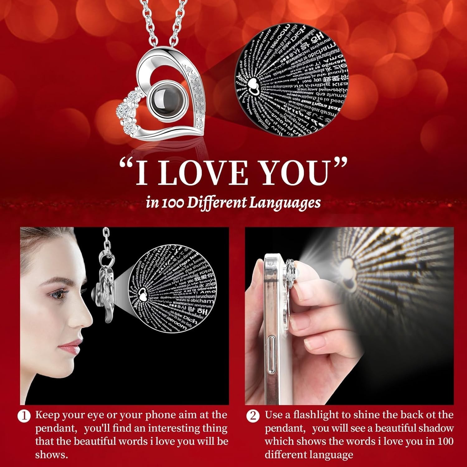 I Love You Necklace with Preserved Rose – Timeless Gift for Special Occasions