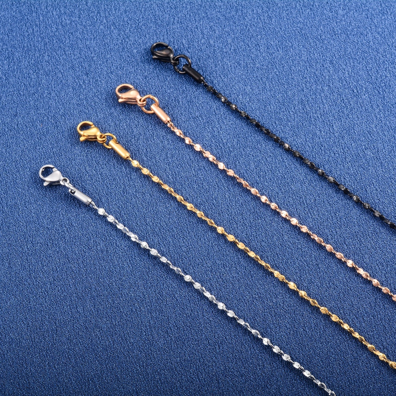 Necklace Chain Choker Dainty Glitter Steel Women, 14/30 inches 1.2/1.5/1.8mm