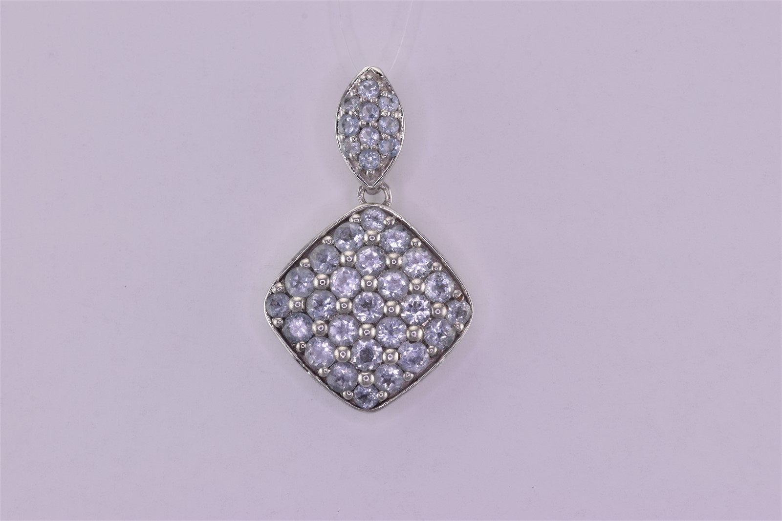 SAM Sterling Silver 32mm x 20mm Blue Aquamarine Cluster India 925 Pendant