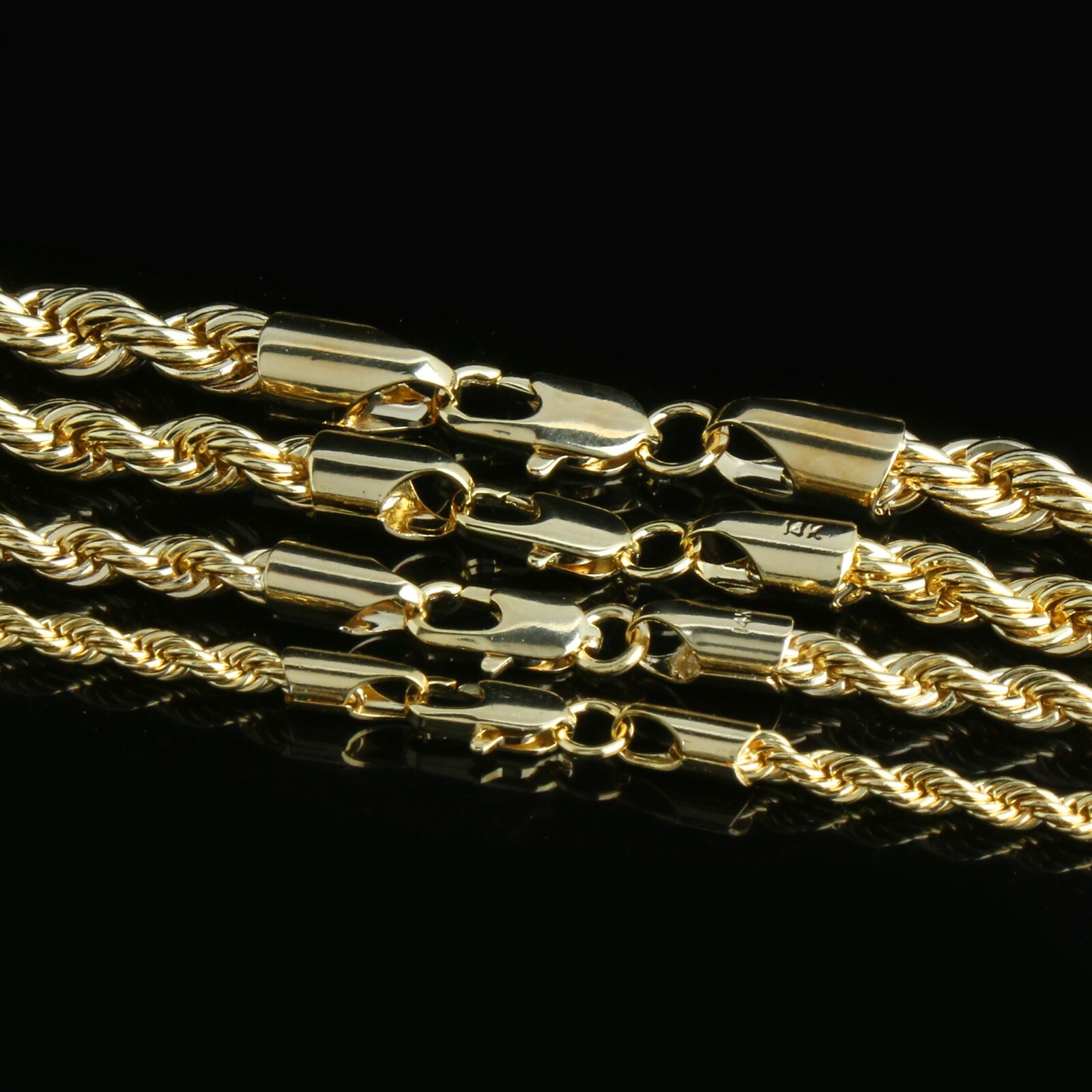 Hip Hop Rope Chain Necklace 20,24,30,36″ 14K Gold Plated Finish + Drip Grillz