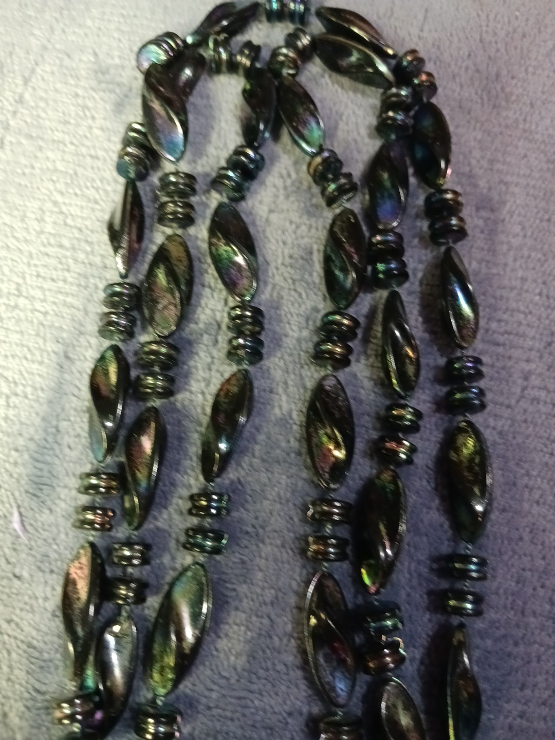 This 48″ Necklace Is A Beauty. 1″ Shiny Sparkly Unique Beads & Matching Spacers.