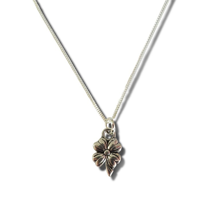 Necklace Sterling Silver Flower Charm 16/18in Adjustable 13.5x8x2mm Gift Boxed S