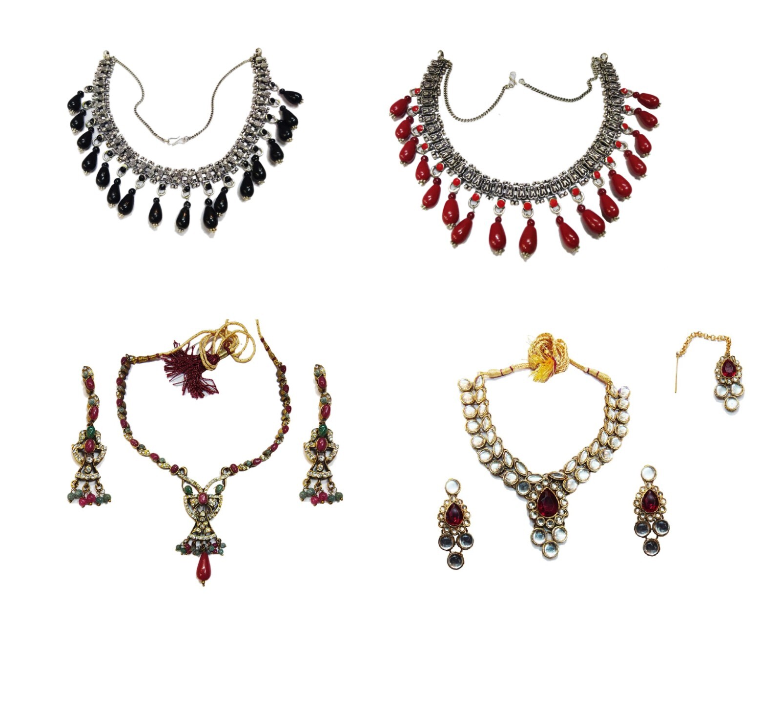 Elevate Your Style:Tribal Necklace with Red Onyx Drops – Unveil Regal Elegance