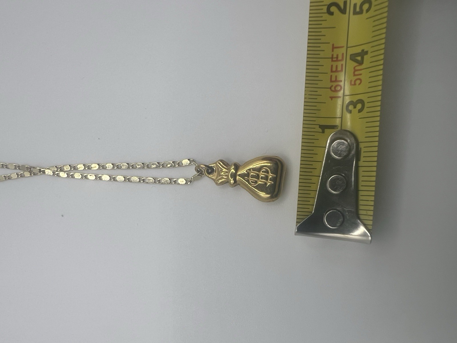 Gold Tone Money Bag Dollar Sign Pendant Necklace Chain Hip Hop