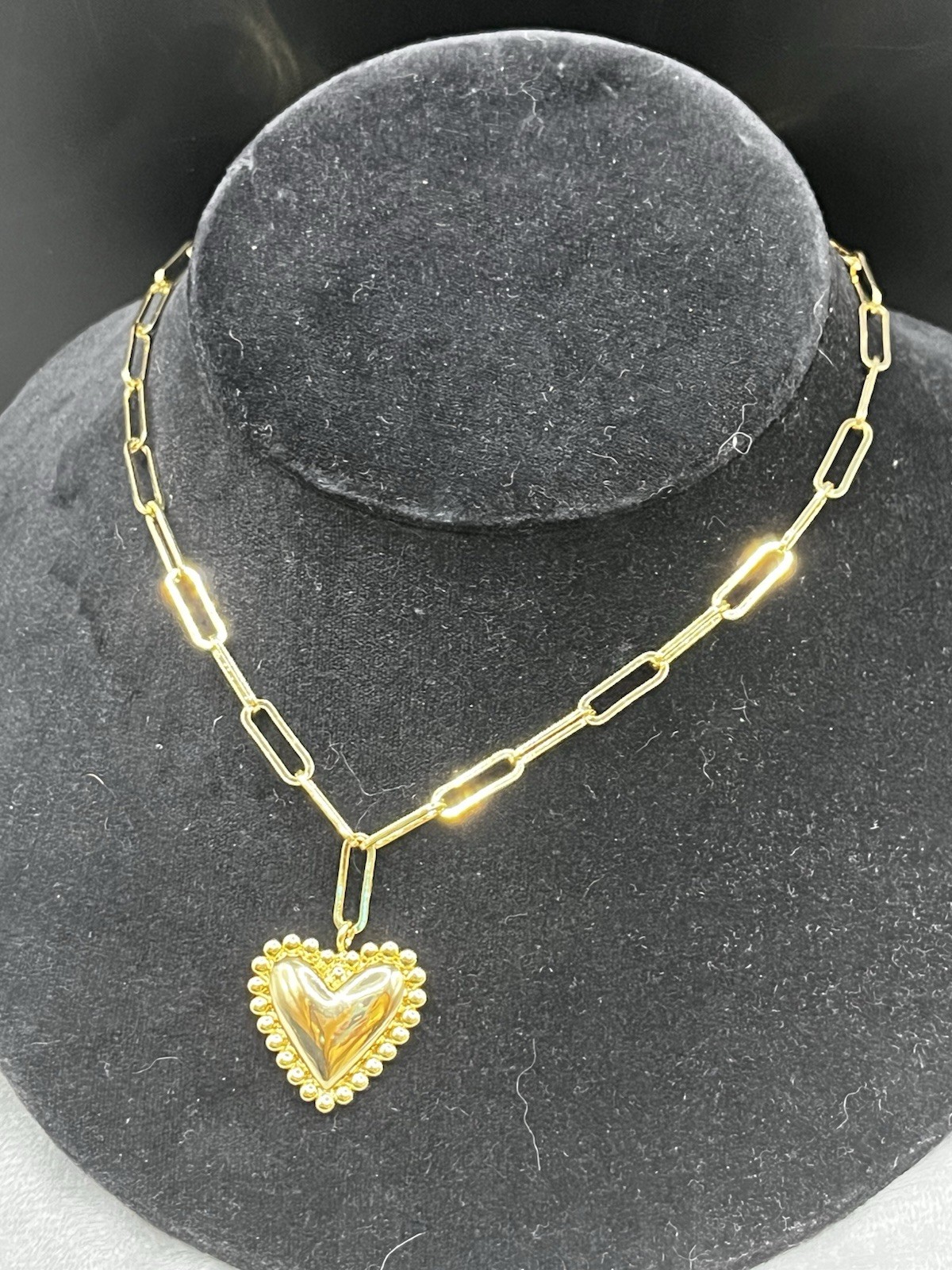 Modern stackable Michelle McDowell 18k Gold Plated Heart necklace 19” NWOT