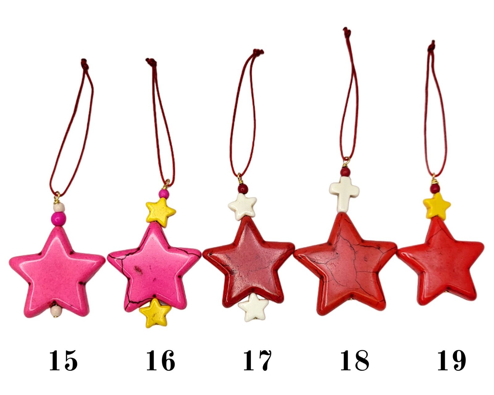 Christmas Star Ornament Decor, Hand Carved Healing Crystal Turquoise Star
