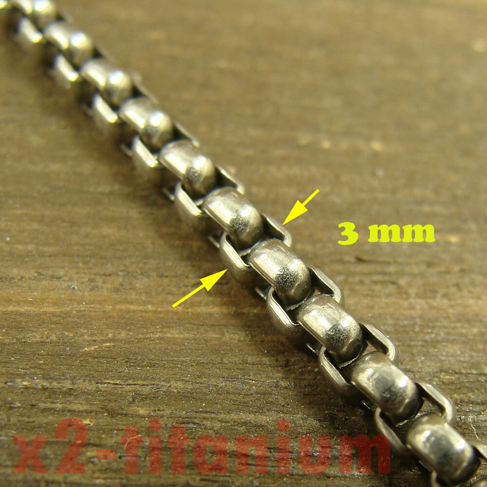 Titanium Ti 3mm Rolo box chain Clavicle necklace anti allergy XH283A