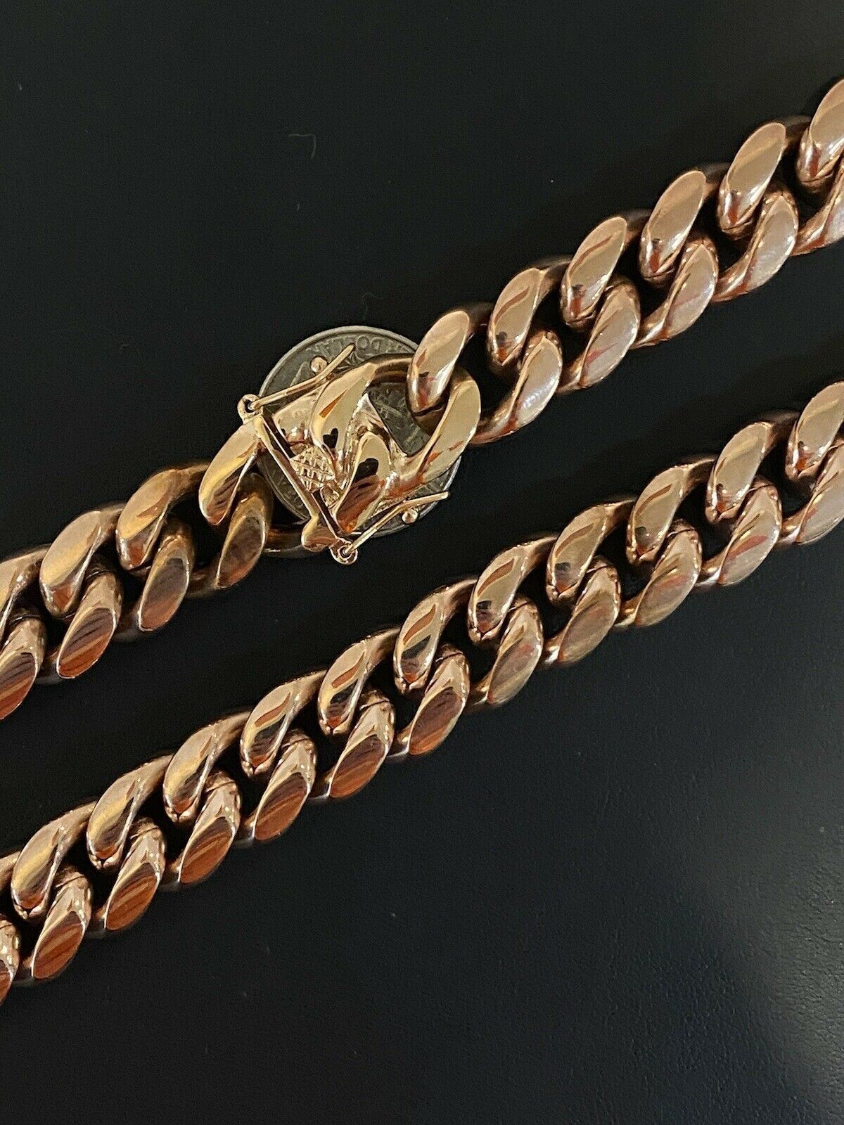 16mm 18″ Mens Miami Cuban Link Choker 14k Rose Gold Plated SS Hip Hop Chain