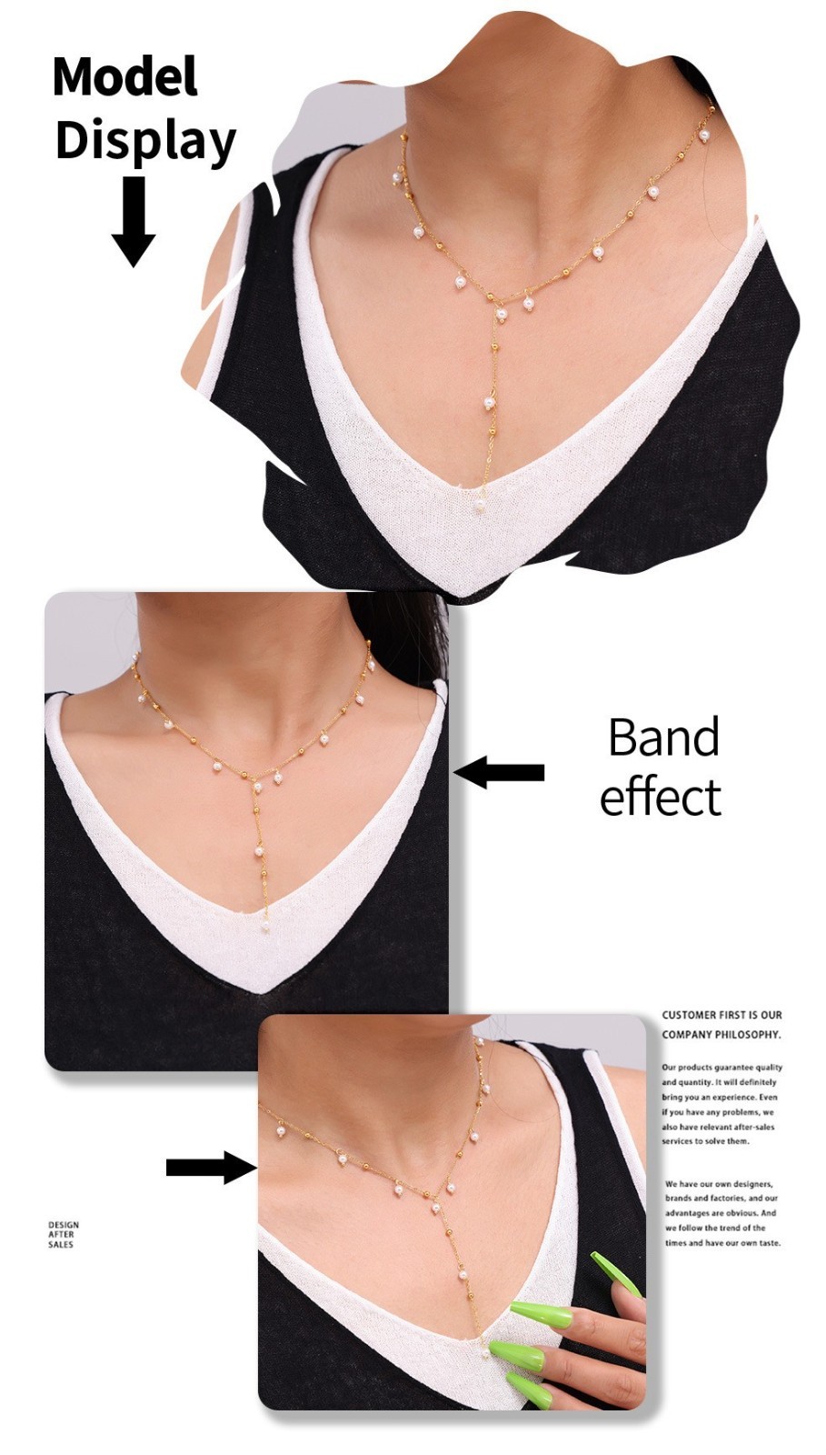 18K Gold Plated Stainless Steel Freshwater Pearl Lariat Necklace