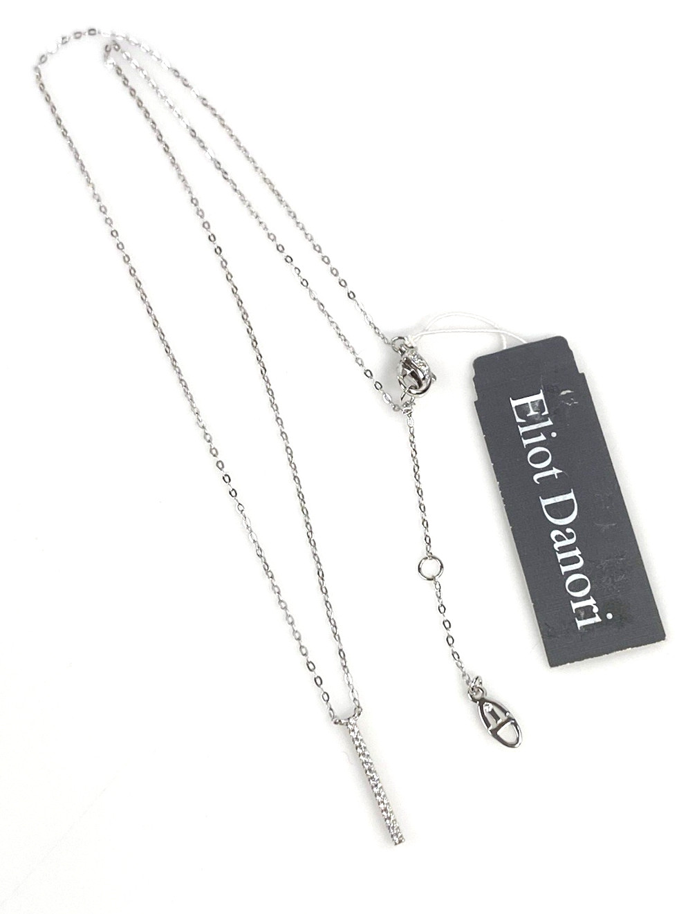 Eliot Danori Silver Tone Pave Bar Stick Necklace NWT