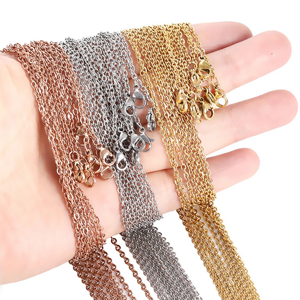 Stainless Steel Necklace Link Chain 1.5mm 2mm 5Meter DIY Supplies Jewelry