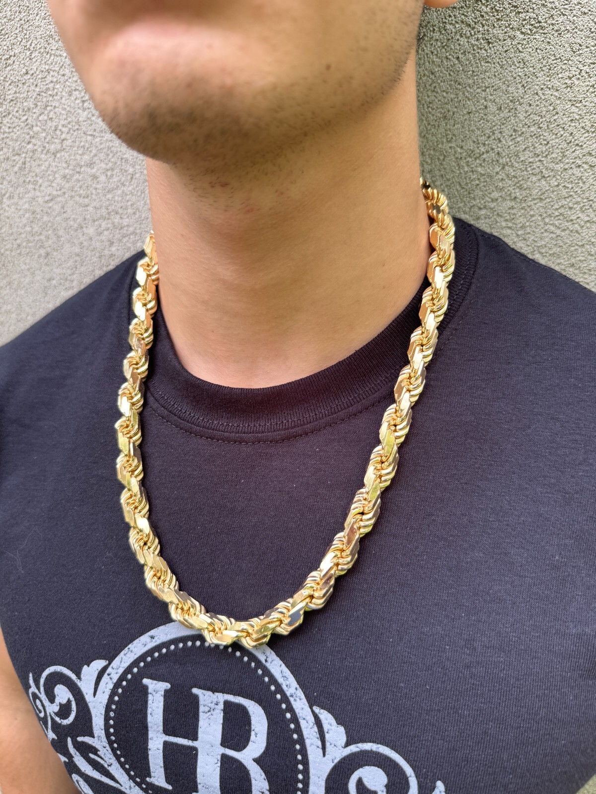 11mm Thick Mens Rope Chain 14k Gold Over Real Solid 925 Sterling Silver Necklace