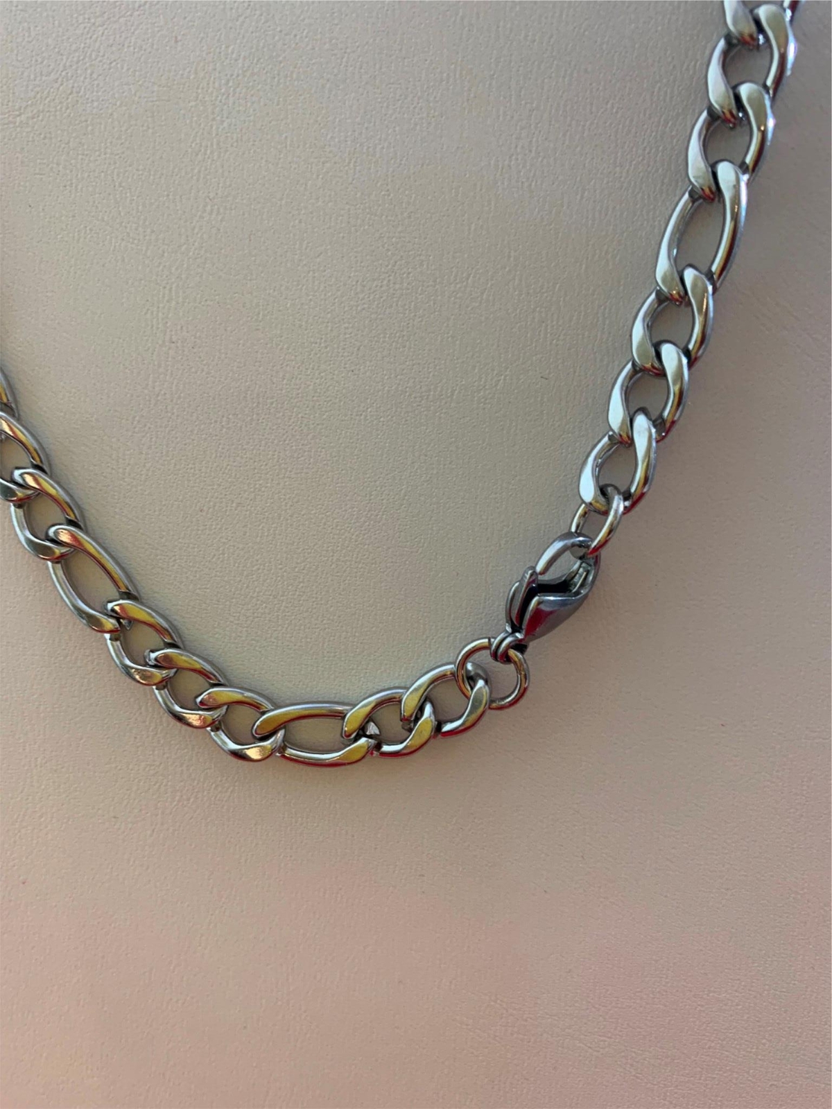 SILVER STAINLESS STEEL FIGARO 16″-30″ WOMEN MEN 3/4/5/7/9/10/12MM CHAIN NECKLACE