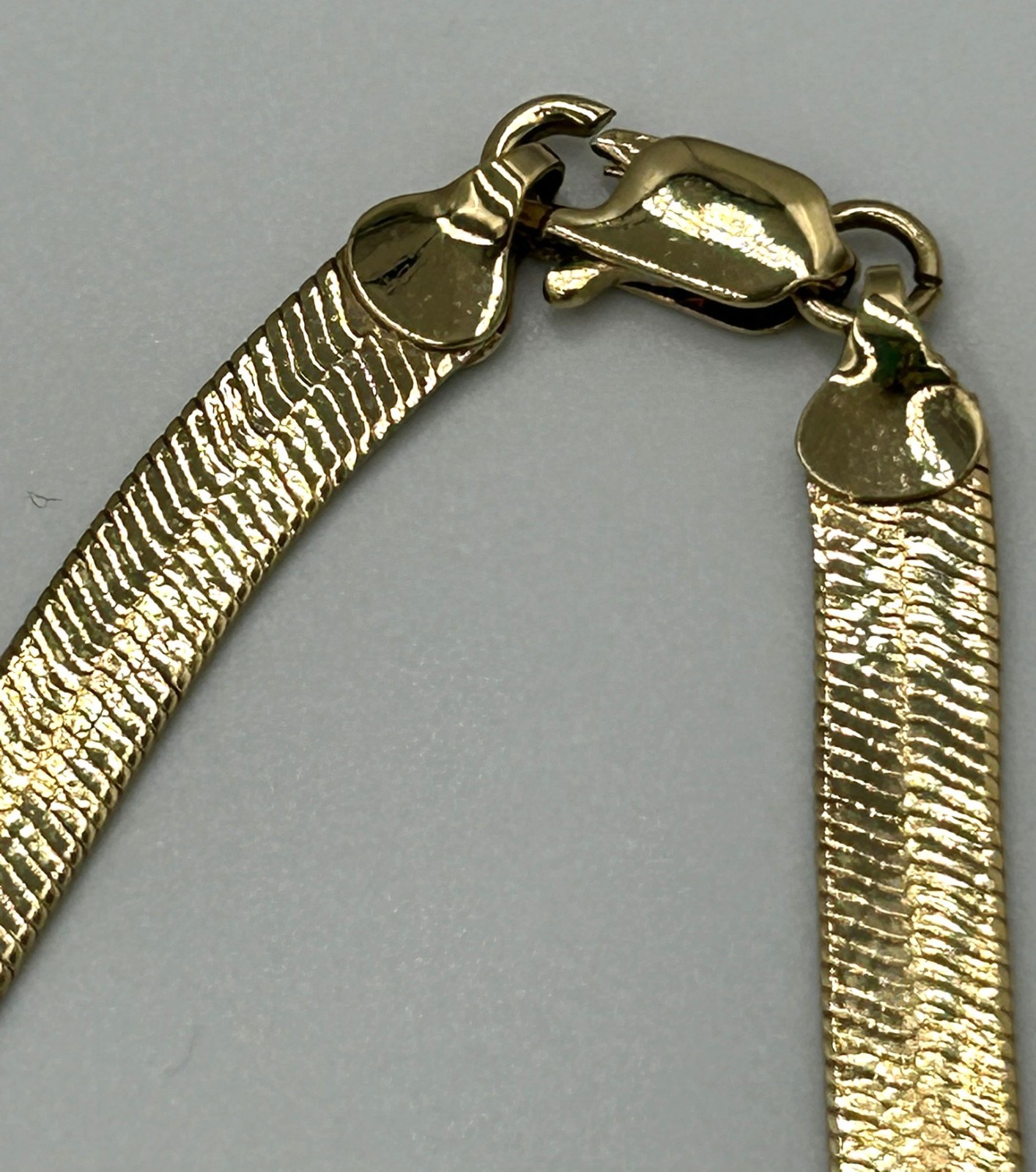 Herringbone Omega Flat Chain Necklace Sleek Lobster Claw Clasp Jewelry Gold Tone