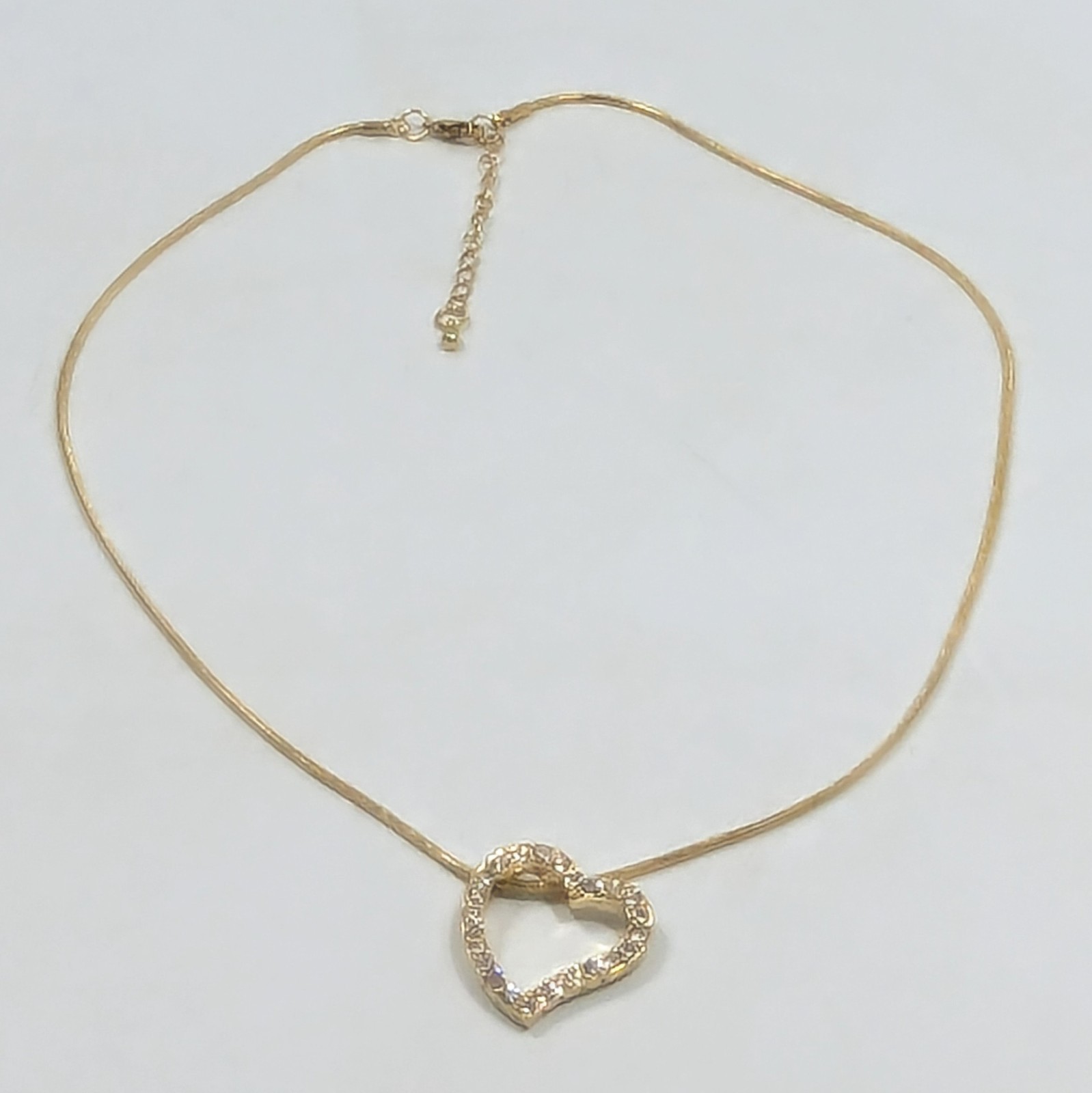 Crystal Gold Tone Heart Pendant Necklace 18-20″