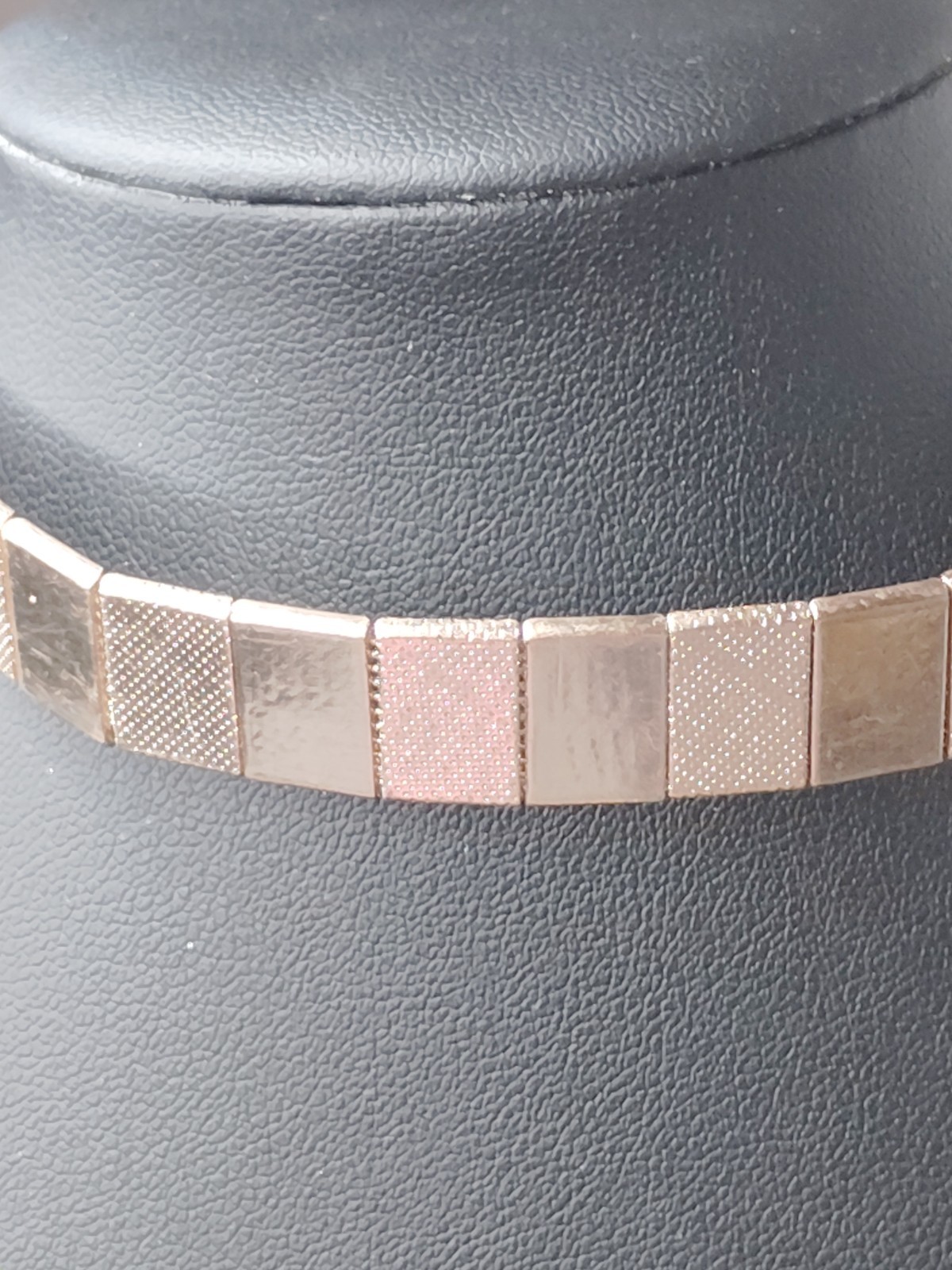 Signed Aldo Gold Tone Square Link Choker Necklace Adjustable Lobster Closure