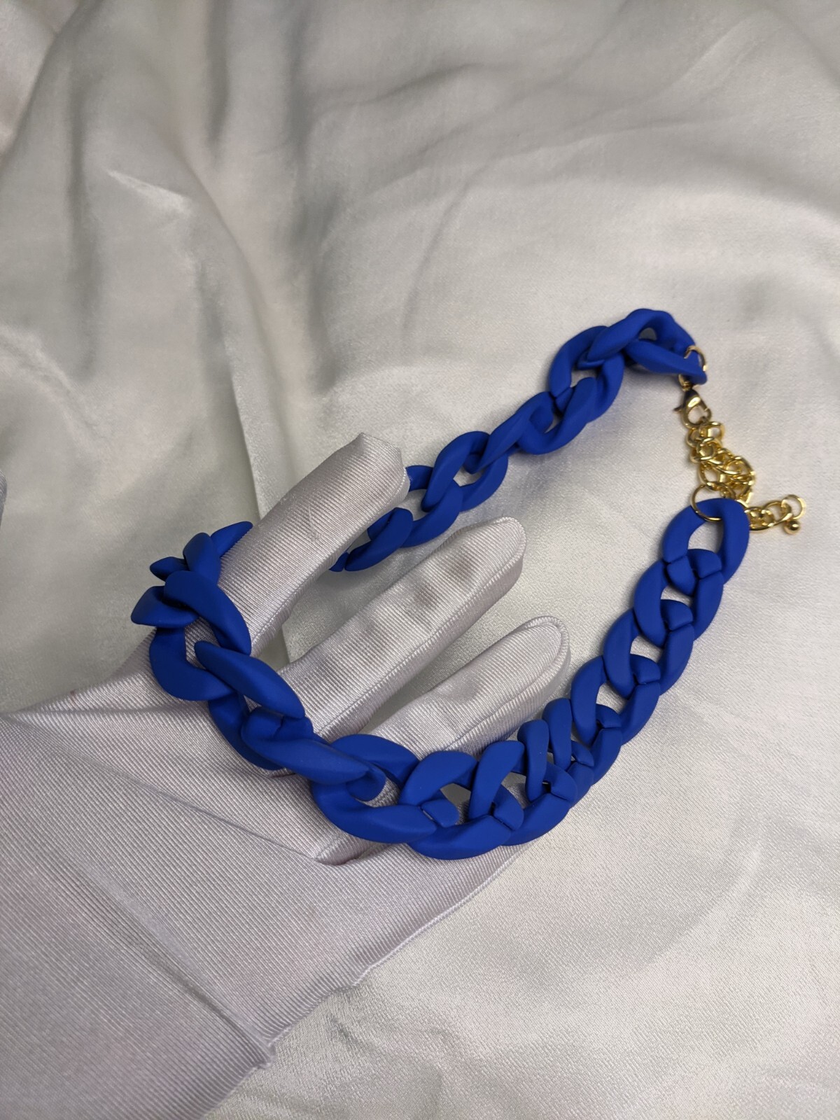 Men Chunky Chain Necklace Streetwear Blue Acrylic Material One Size 21 in Length