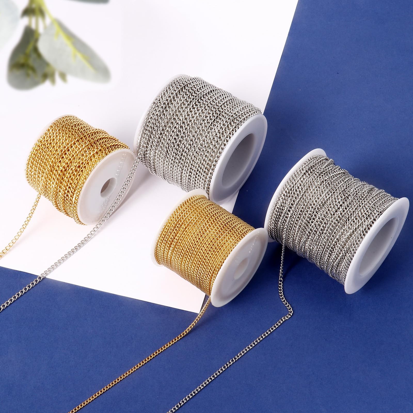 Curb Chains 66 FT 2mm 304 Stainless Steel Flat Twisted Links Bulk Roll Spool