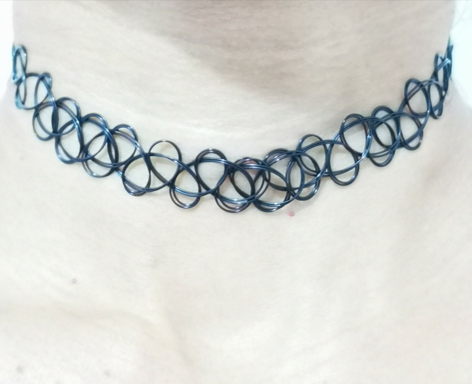 12 Multicolour Elastic Stretch Choker Plastic Womens Girls Chocker Necklace UK