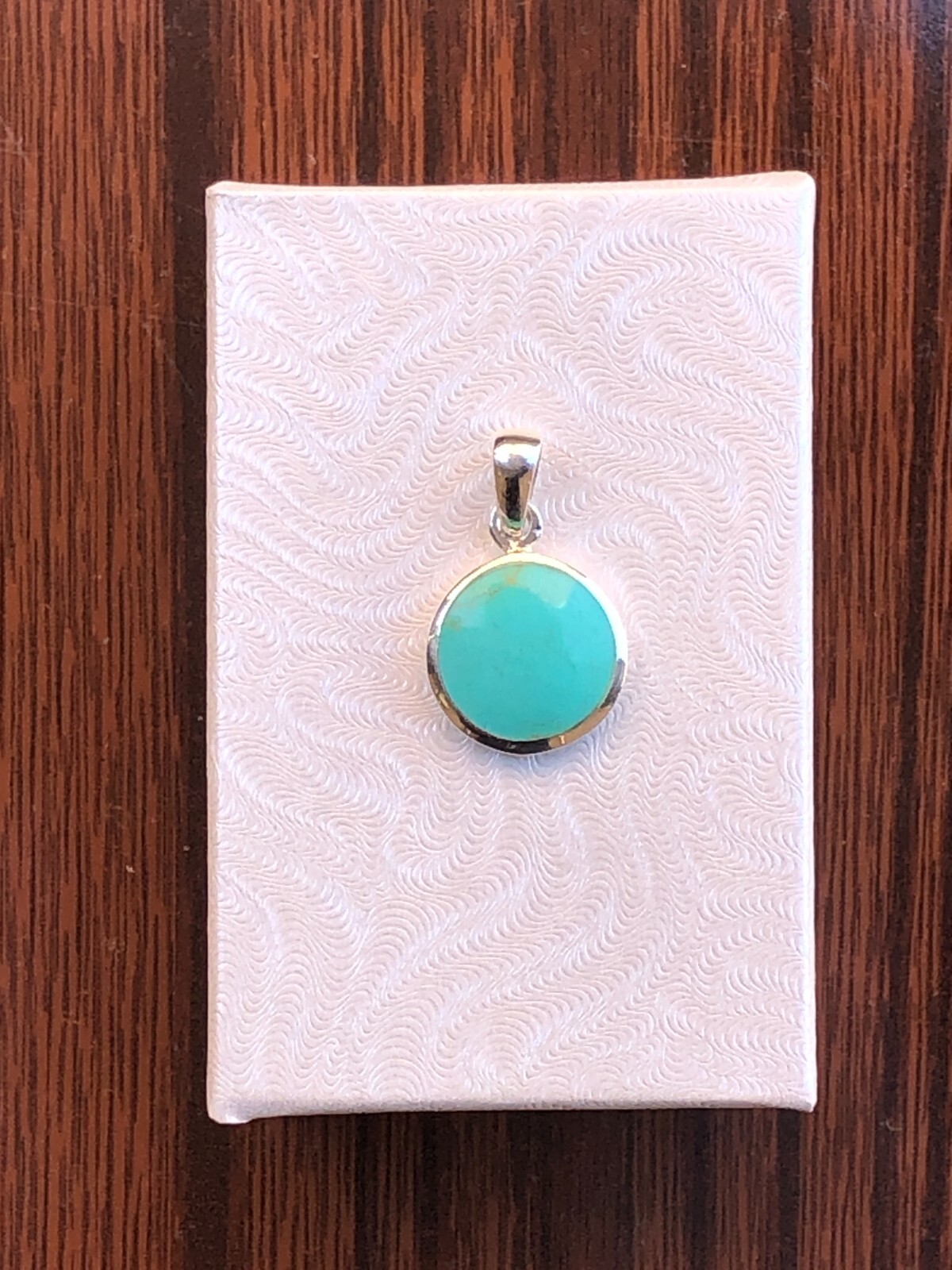 925 Sterling Silver Ocean Wave Turquoise Pendant Two Sided Women 14mm0.55″/24mm