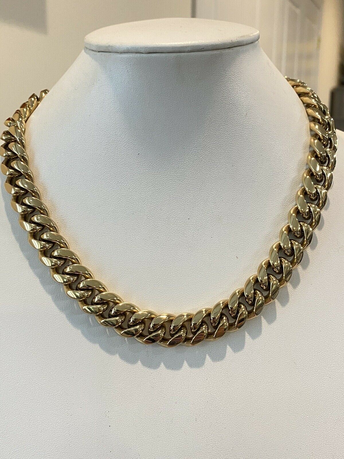 Miami Cuban Link Chain 16mm Box Clasp 14k Gold Plated Stainless Steel 20″ Choker