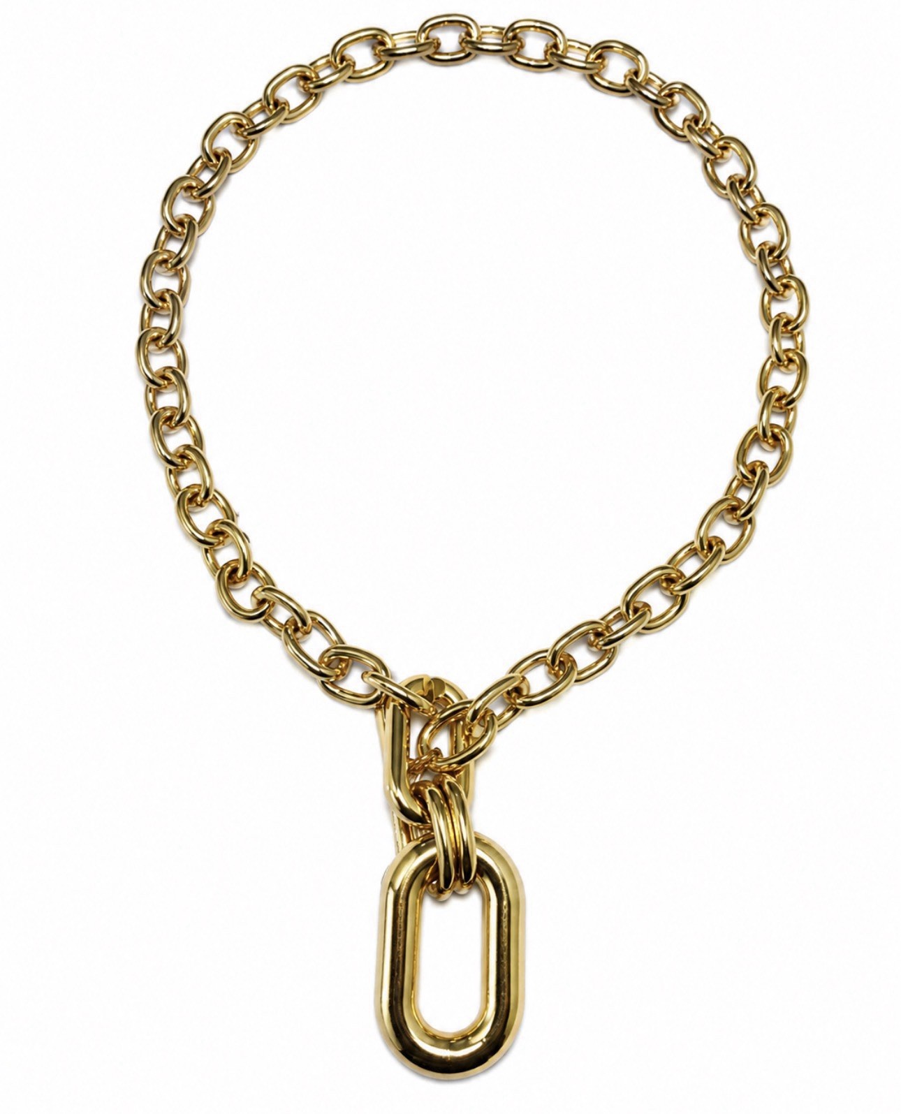 Gold Tone Chunky Chain Necklace Toggle Clasp Statement Fashion Jewelry 46cm
