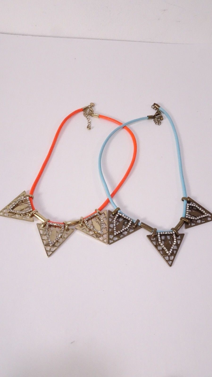 J.Crew Women’s Angelica Rope Brass Crystal Fan Necklace Blue and Orange