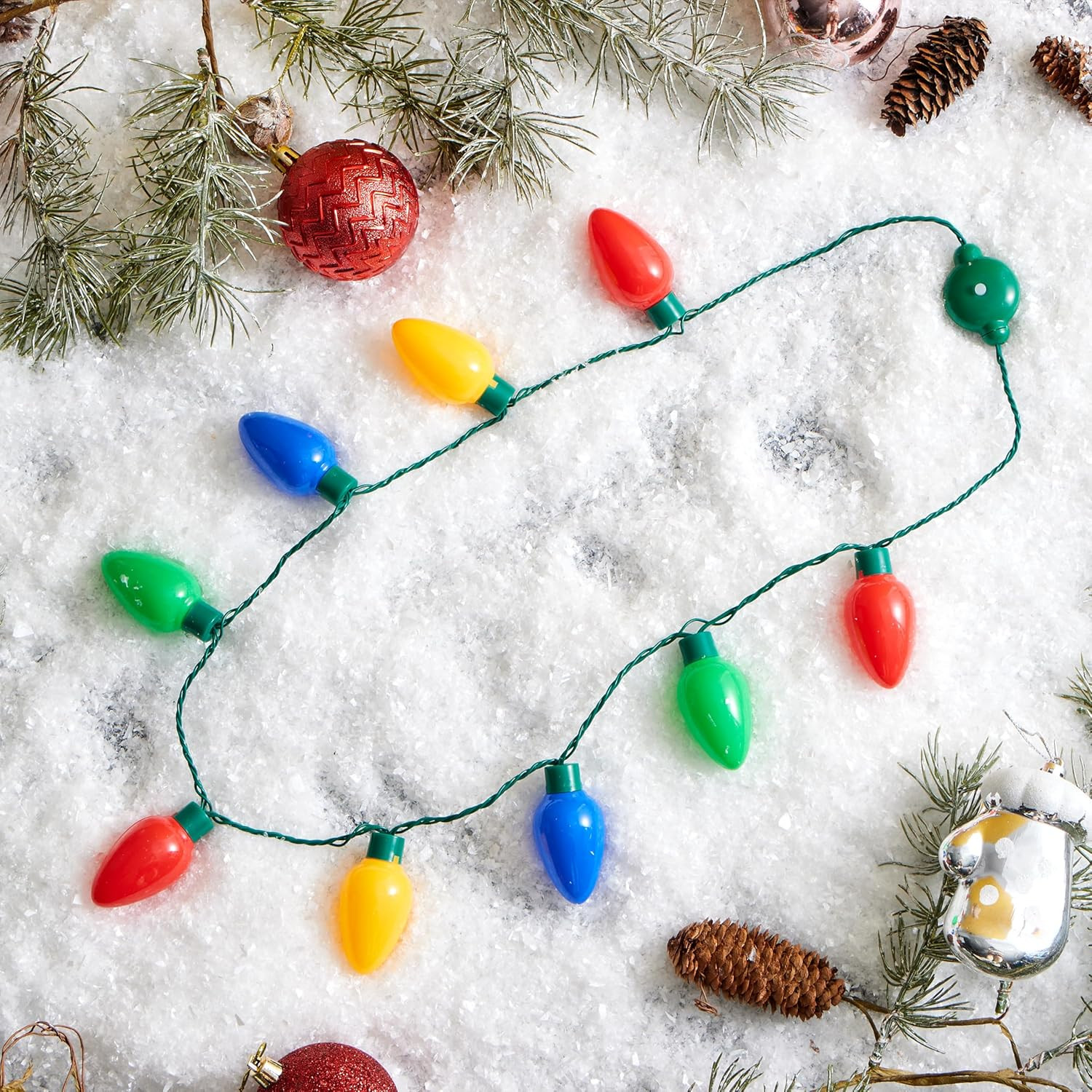 9PCS LED Christmas Bulb Necklaces Light Up Holiday Party Favors for Adults Kids