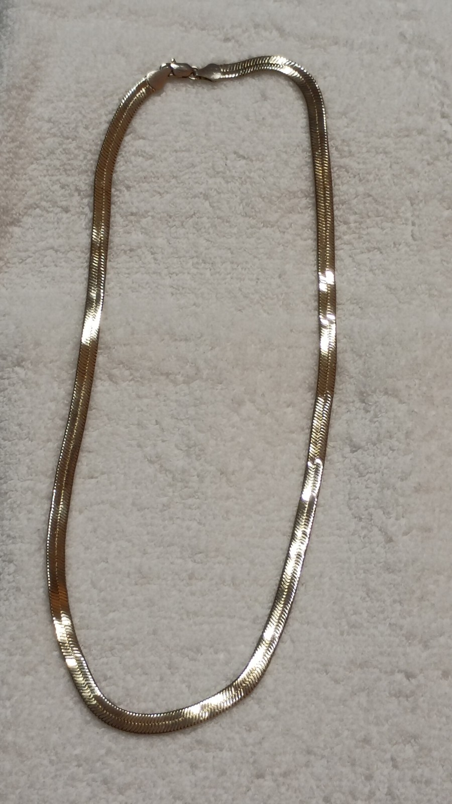 24in 10kt Tone Gold-plate Herringbone Necklace w/ Lobster Claw Closure